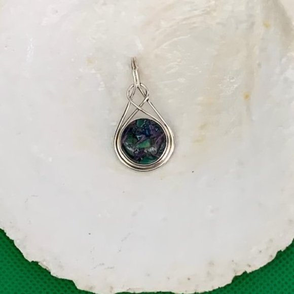 Handmade Purple Turquoise Silver Pendant - Picture 1 of 3